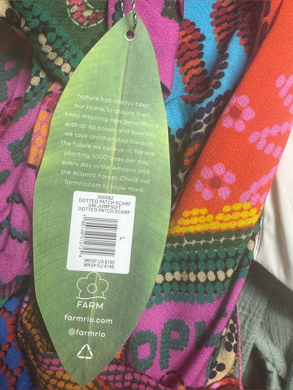 Farm Rio dotted patch scarf uni jumpsuit NWT L - Picture 7 of 7